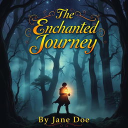 A captivating book cover featuring a mysterious and ancient forest under a starlit sky, with mystical fog swirling around towering trees