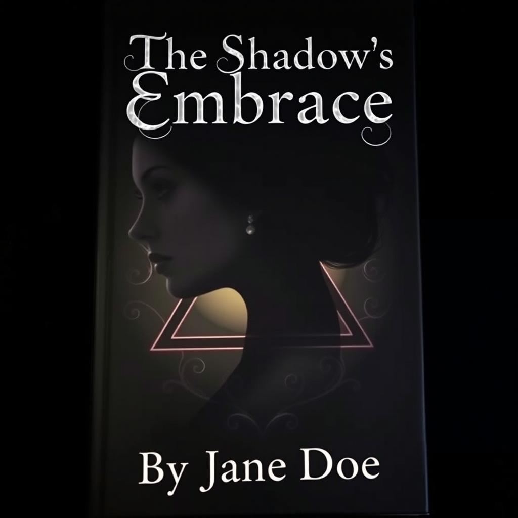 A captivating book cover with a dark theme, featuring the silhouette of a beautiful woman's face from the side