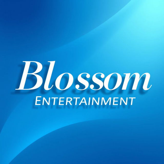 A modern and elegant logo for a Kpop group featuring large, stylish white lettering that reads 'Blossom Entertainment'