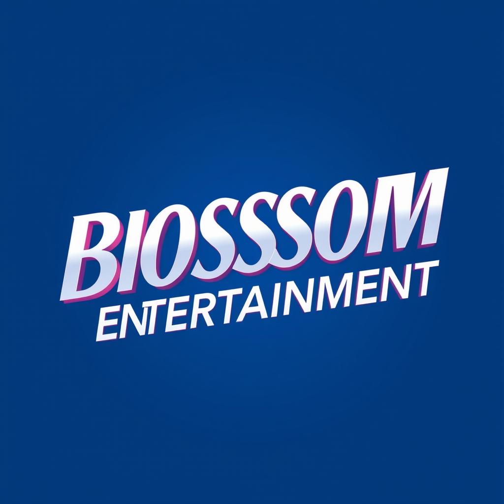 A modern and elegant logo for a Kpop group featuring large, stylish white lettering that reads 'Blossom Entertainment'