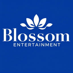 A modern and elegant logo for a Kpop group featuring large, stylish white lettering that reads 'Blossom Entertainment'