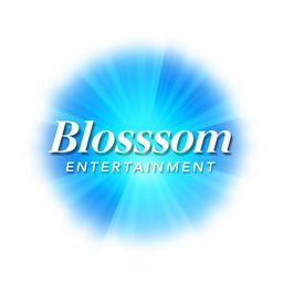 A modern and elegant logo for a Kpop group featuring large, stylish white lettering that reads 'Blossom Entertainment'