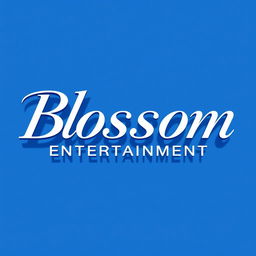 A modern and elegant logo for a Kpop group featuring large, stylish white lettering that reads 'Blossom Entertainment'