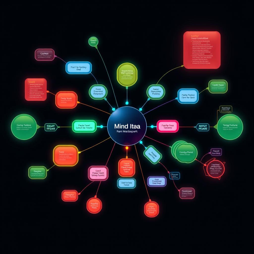 A visually striking and contemporary mind map showcasing a sleek and innovative design