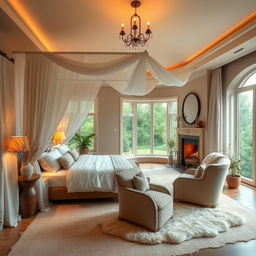 A luxurious and tranquil bedchamber oasis designed for ultimate relaxation and serenity