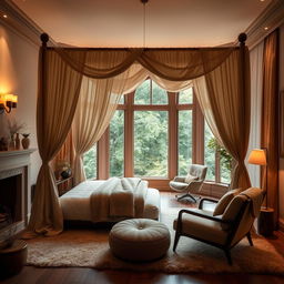 A luxurious and tranquil bedchamber oasis designed for ultimate relaxation and serenity