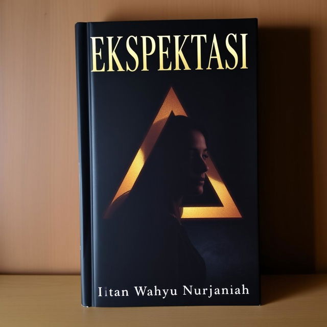 A striking and mysterious book cover for 'EKSPEKTASI' by Intan Wahyu Nurjannah, with a dark theme