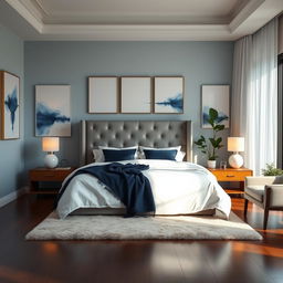 A contemporary bedroom interior that epitomizes elegance and tranquility