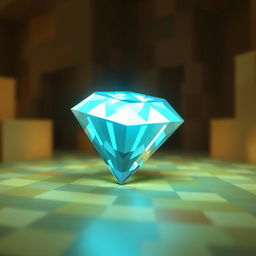 A beautifully rendered Minecraft diamond, showcasing its iconic pixelated design
