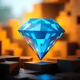 A beautifully rendered Minecraft diamond, showcasing its iconic pixelated design