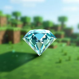 A perfectly cut and sparkling diamond in the style of Minecraft graphics