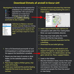 A detailed tutorial image on how to download and install maps in the Proton Bus Simulator