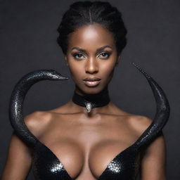 A magical transformation sequence of a woman turning into a sleek and grand cobra, exuding a captivating, mysterious charm.