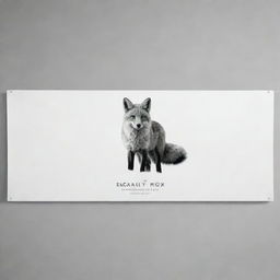 Create a horizontal banner in a classic black and white style, featuring a majestic fox as the central figure. Ensure it remains elegant and intriguing but clearly conveying it's not promoting dishonesty.