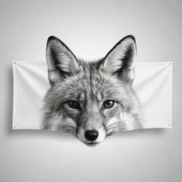 Create a horizontal banner in a classic black and white style, featuring a majestic fox as the central figure. Ensure it remains elegant and intriguing but clearly conveying it's not promoting dishonesty.