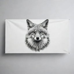 Create a horizontal banner in a classic black and white style, featuring a majestic fox as the central figure. Ensure it remains elegant and intriguing but clearly conveying it's not promoting dishonesty.