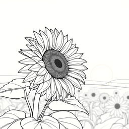 A serene line art cover featuring a sunflower at dawn