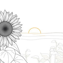 A serene line art cover featuring a sunflower at dawn