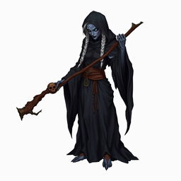 A detailed token illustration of a drow necromancer