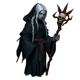 A detailed token illustration of a drow necromancer