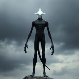 A mysterious tall humanoid creature standing at 3 meters, designed in a compelling mix of Final Fantasy and Dungeons & Dragons style
