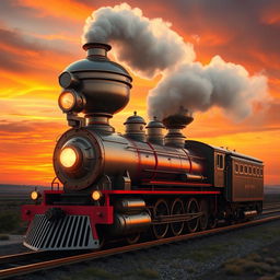 A fantastical and imaginative representation of a locomotive with exaggerated, large steam domes shaped like a busty figure