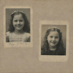 A side by side image showcasing an extremely melancholic birthday scene on one side and 'Happy Birthday' written on a faded, old photograph on the other side.