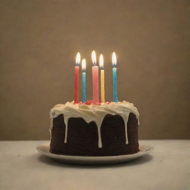 A sorrowful 17th birthday scene captures a solitary cake with lit '17' candles in the center. Beside the image, 'Happy Birthday' is etched, adding a poignant dimension to the scene.