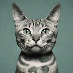 A quirky image of a one dollar bill, creatively morphed into a form of a cat.