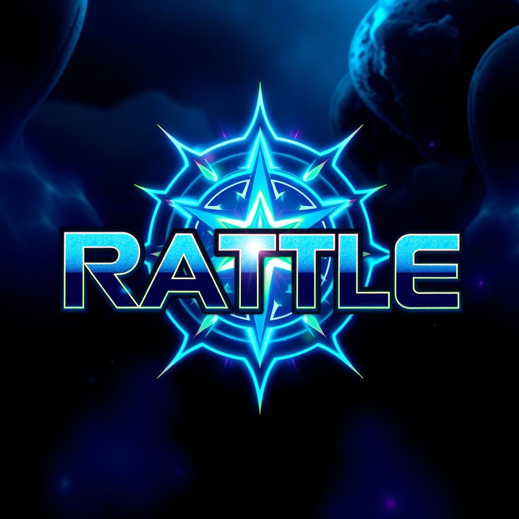 A futuristic and magical themed logo design for a Sci-Fi/Magic series titled "Rattle"