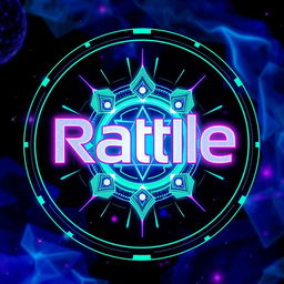 A futuristic and magical themed logo design for a Sci-Fi/Magic series titled "Rattle"