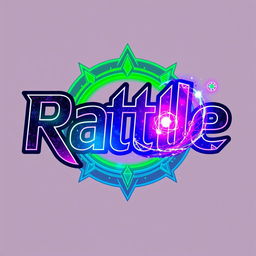 A vibrant and captivating logo for a Sci-Fi/Magic series titled 'Rattle'