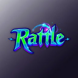 A vibrant and captivating logo for a Sci-Fi/Magic series titled 'Rattle'