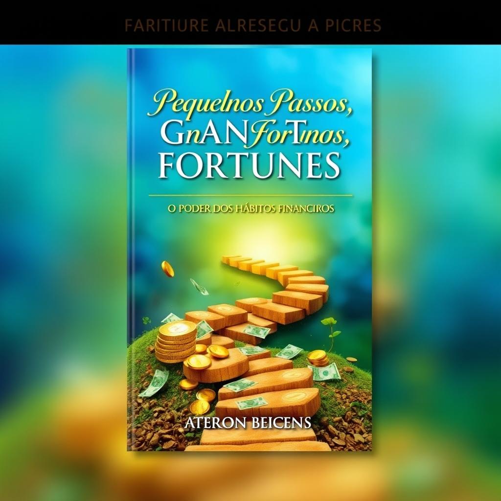 A captivating e-book cover for 'Pequenos Passos, Grandes Fortunas: O Poder dos Hábitos Financeiros'