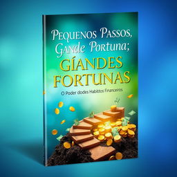 A captivating e-book cover for 'Pequenos Passos, Grandes Fortunas: O Poder dos Hábitos Financeiros'