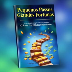 A captivating e-book cover for 'Pequenos Passos, Grandes Fortunas: O Poder dos Hábitos Financeiros'