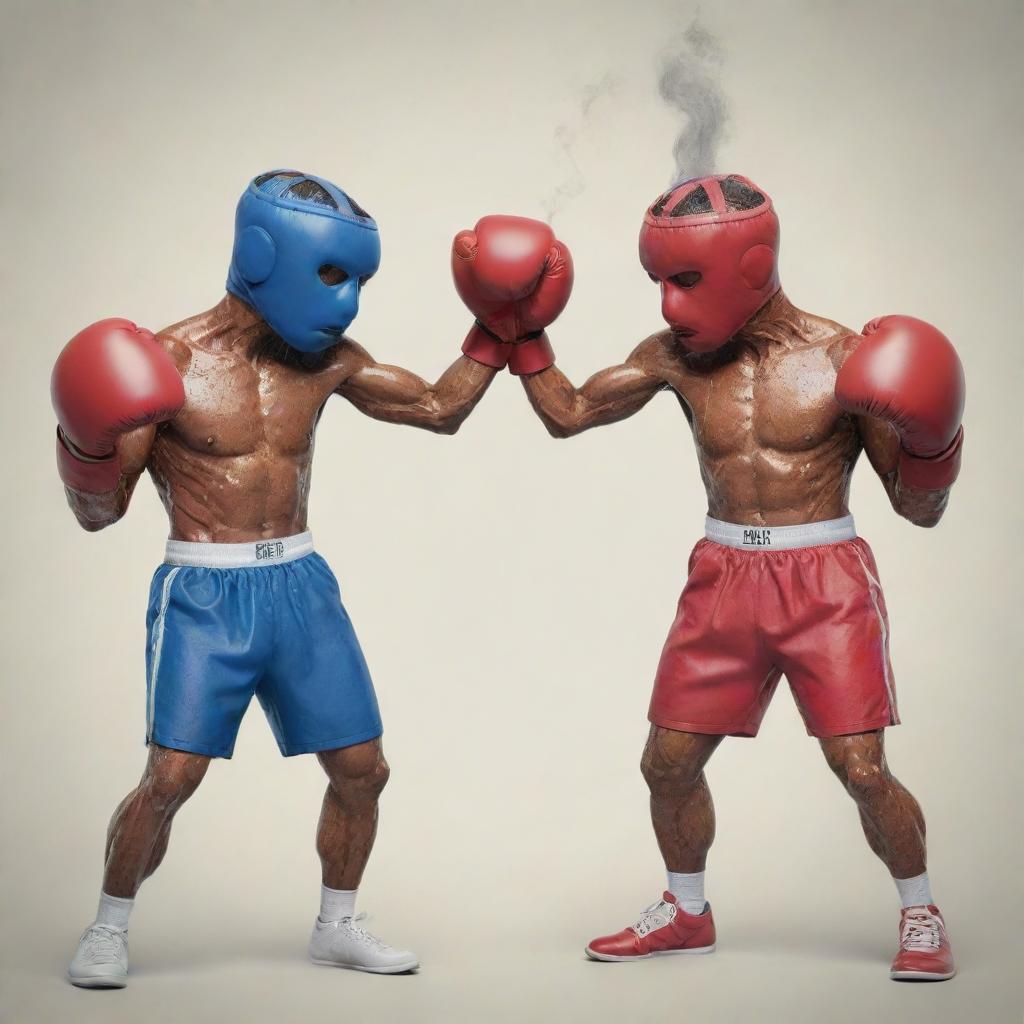 An artistic representation of a dab pen boxing with damaged lungs. Both appear anthropomorphized, the pen wearing boxing gloves, and the lungs appearing weak and bruised.