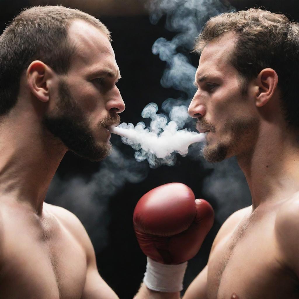 A boxing match where the opponents are a vape pen and healthy lungs, in a tense fight to portray the harmful effects of vaping on the lungs.