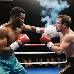 A boxing match where the opponents are a vape pen and healthy lungs, in a tense fight to portray the harmful effects of vaping on the lungs.