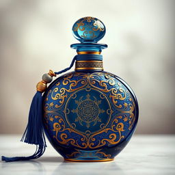 A luxurious and exotic perfume bottle designed with intricate details