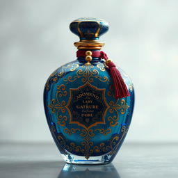 A luxurious and exotic perfume bottle designed with intricate details