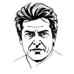 A vector black sketch of Imran Khan's face, capturing his distinct features with precision