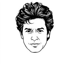 A vector black sketch of Imran Khan's head with an emphasis on bold black hair, styled in his iconic manner