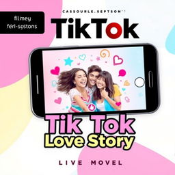 A visually captivating book cover for a novel titled "TikTok Love Story"