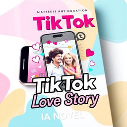 A visually captivating book cover for a novel titled "TikTok Love Story"