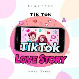 A visually captivating book cover for a novel titled "TikTok Love Story"