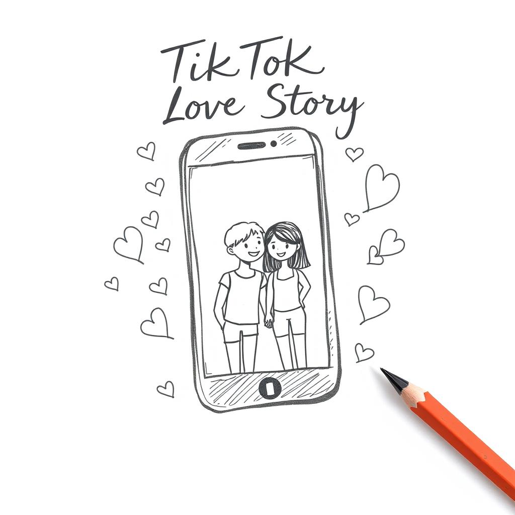 A book cover sketch for a novel titled "TikTok Love Story"