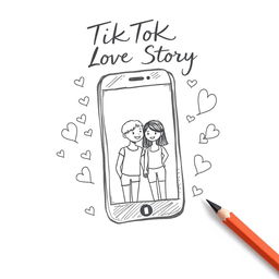 A book cover sketch for a novel titled "TikTok Love Story"