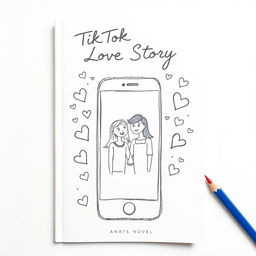 A book cover sketch for a novel titled "TikTok Love Story"