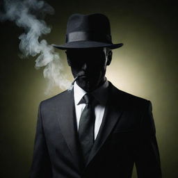 Conceptual image of a cannabis vape transforming into a suave, shadowy figure reminiscent of a secret agent or hitman.